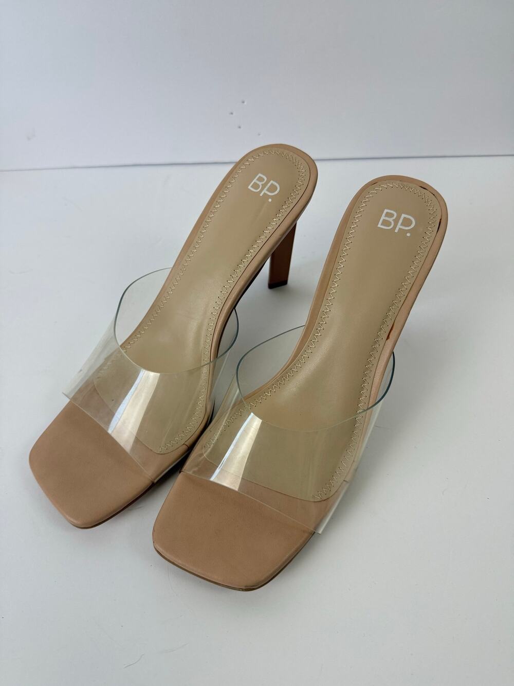 BP. Nordstrom NWOT Mirra Clear and Nude Sandal Heel 3 Inch Square Toe Size 9